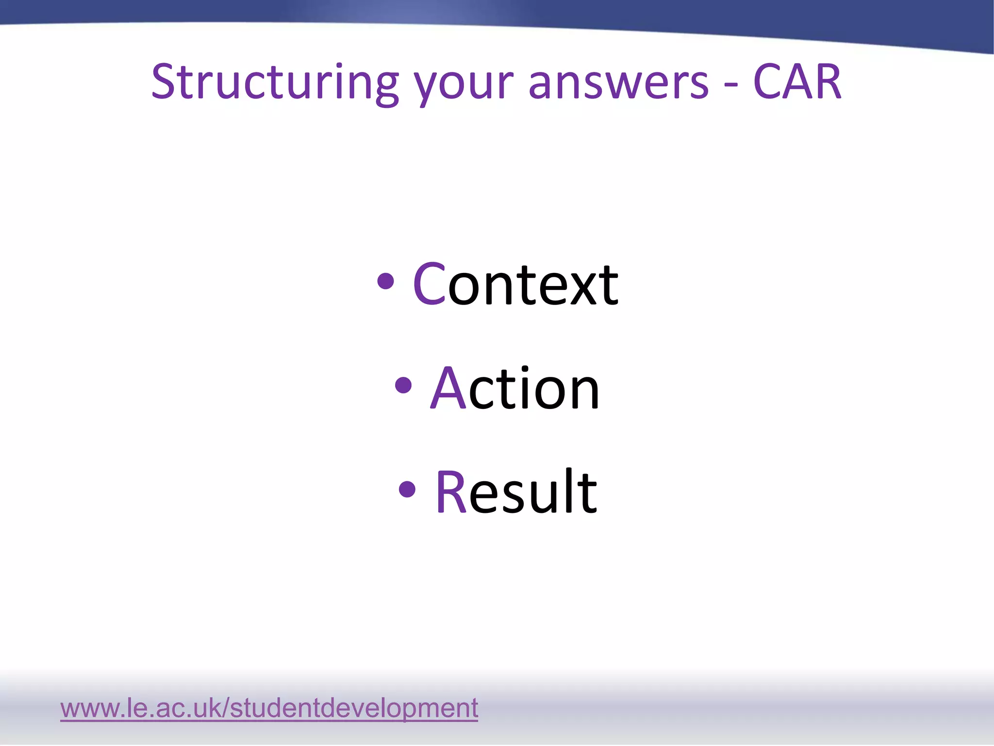 Structuring your answers - CARContextAction Result