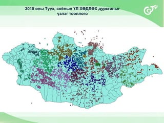 2015 оны Түүх, соёлын ҮЛ ХӨДЛӨХ дурсгалыг
үзлэг тооллого
 