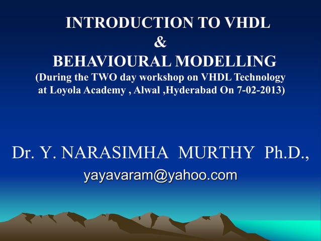 VHDL-PRESENTATION.ppt | Programming Languages | Computing