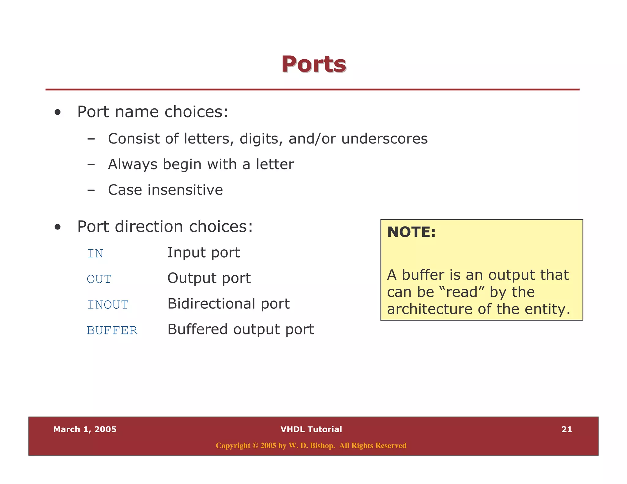 Copyright © 2005 by W. D. Bishop. All Rights Reserved
66
% + $
' - - K
' .& &
'
% + $
IN
OUT
INOUT >
BUFFER >
4! 2<
.
L M
"
 