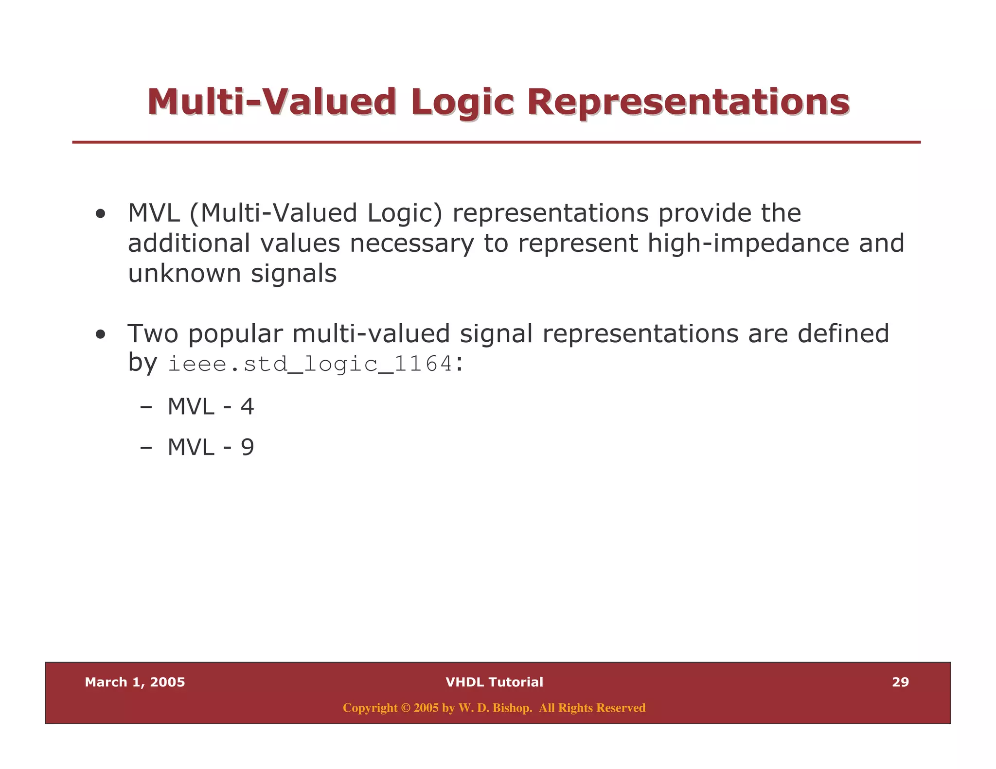 .
Copyright © 2005 by W. D. Bishop. All Rights Reserved
33 , 5 " ", 5 " "
% 1 9 2
9
, &
% & 9
ieee.std_logic_1164$
' 9 C
' 9 4
 