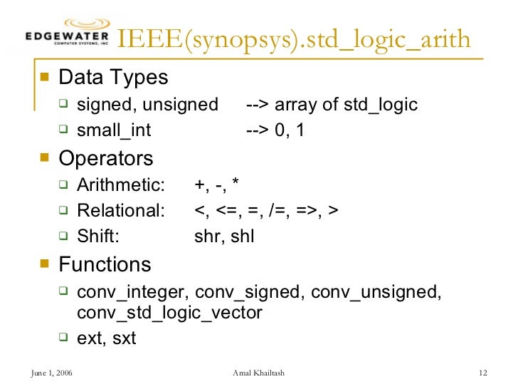 VHDL Packages, Coding Styles for Arithmetic Operations and VHDL200x