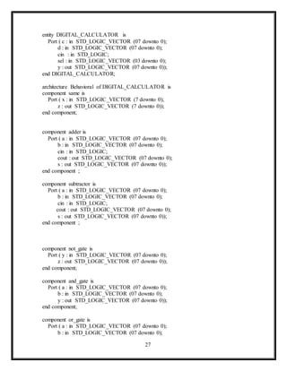 Vhdl code and project report of arithmetic and logic unit | DOCX