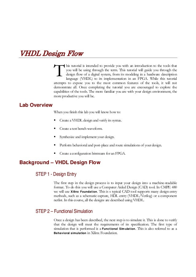 Vhdl design flow