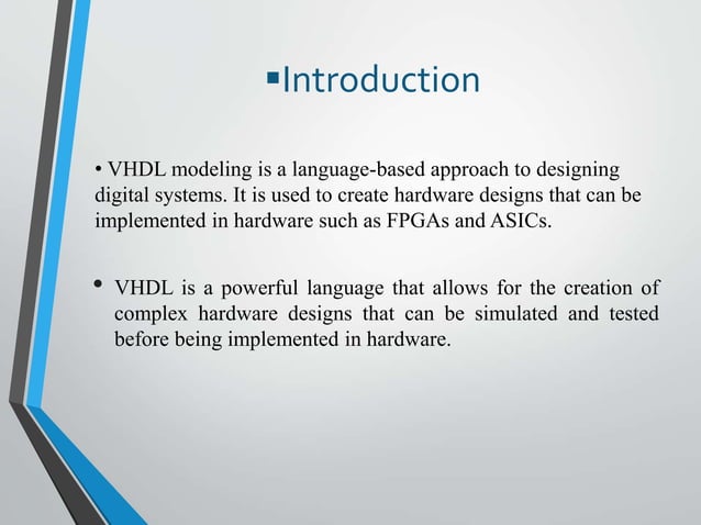 VHDL MODELING.pptx | Programming Languages | Computing