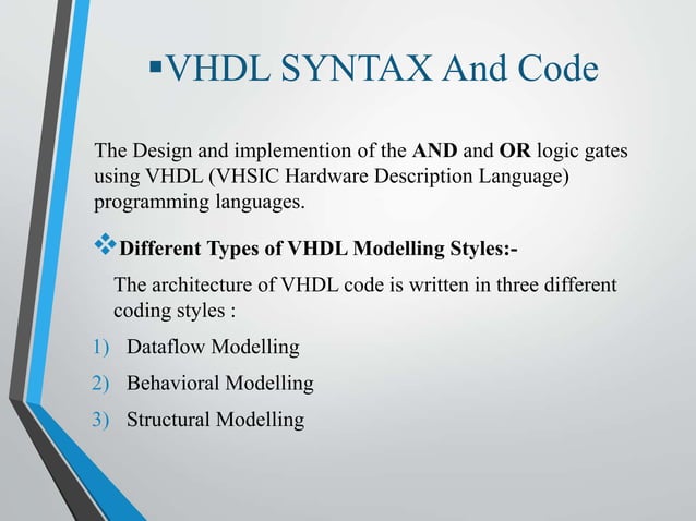 VHDL MODELING.pptx | Programming Languages | Computing