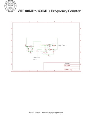 VHF 80MHz-160MHz Frequency Counter




      4S6GGS – Gayan E mail – 4s5gs.gayan@gmail.com
 
