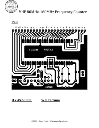 VHF 80MHz-160MHz Frequency Counter

PCB




H x 45.53mm               W x 55.1mm




              4S6GGS – Gayan E mail – 4s5gs.gayan@gmail.com
 