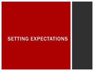 SETTING EXPECTATIONS
 