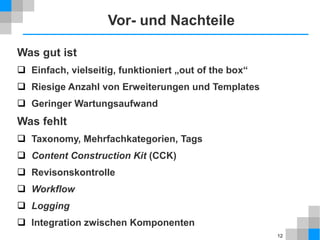 12
Architektur
Web Server
Browser
Web-Host
1. Anfrage
Link
Formular
3. Antwort
Webseite
2. Verarbeitung
Daten holen
Webseite bauen
Linux
Apache
MySQL
PHP
PHP-Modul
Joomla
Datenbank
 