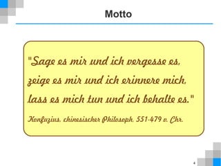 4
Konventionen
 Begriff
die Erklärung dazu in kleinerer Schrift und nicht fett
 Hauptmenüpunkt
 Untermenüpunkt*
 Englisch
englische Begriffe kursiv
 Verweise
Verweise (Links) in blau und klickbar
 Warnhinweis
hier besonders aufpassen
 Codezeilen
<p>in nichtproportionaler Schriftart</p>
*) Fußnote: Die hier gezeigten Konfigurationsanleitungen erheben nicht
den Anspruch, perfekt zu sein. Bitte flexibel anwenden.
 