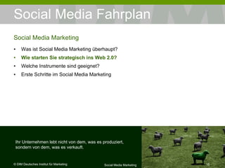 Social Media Fahrplan Was ist Social Media Marketing überhaupt? Wie starten Sie strategisch ins Web 2.0? Welche Instrumente sind geeignet? Erste Schritte im Social Media Marketing Social Media Marketing Ihr Unternehmen lebt nicht von dem, was es produziert, sondern von dem, was es verkauft. 