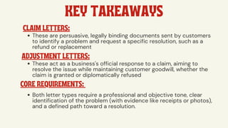 Mastering Claim and Adjustment Letters in Formal Business Communication ...