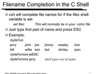 Filename Completion in the C Shell ,[object Object],[object Object],[object Object],[object Object],[object Object],[object Object],[object Object],[object Object],[object Object]