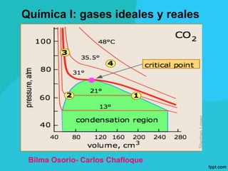 Química I: gases ideales y reales
Bilma Osorio- Carlos Chafloque
 