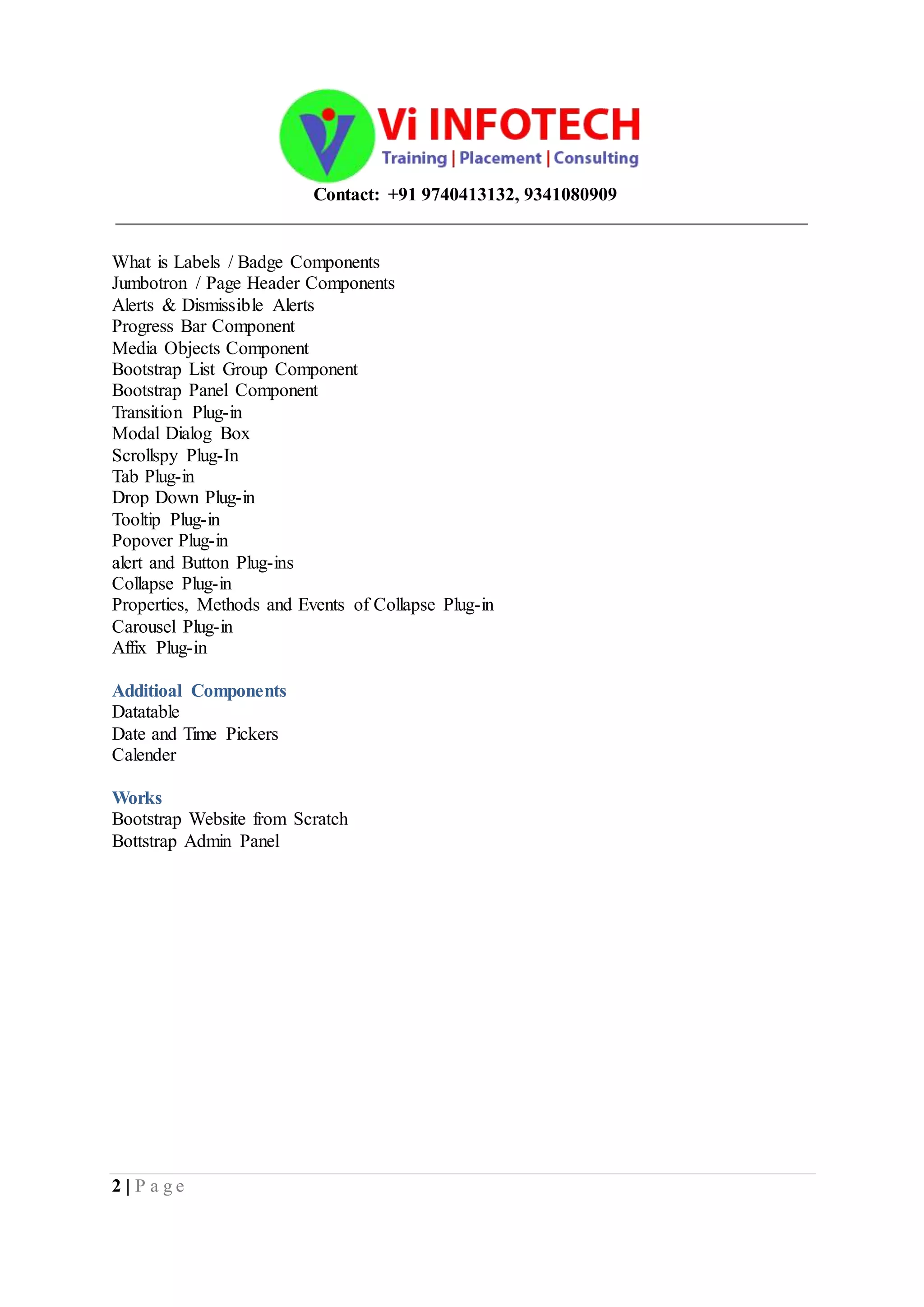 Vi Infotech Bootstrap Syllabus Docx