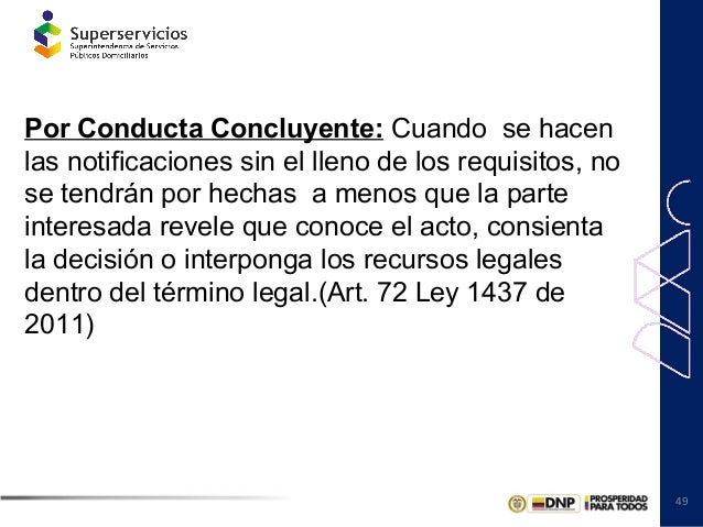 Término de notificación por conducta concluyente