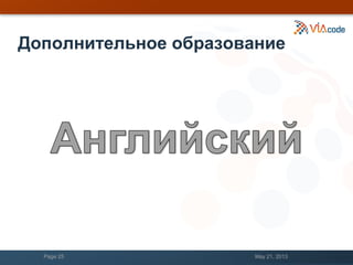 Дополнительное образование
May 21, 2013Page 25
 