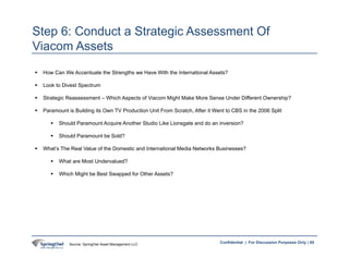 85Confidential | For Discussion Purposes Only |
Step 6: Conduct a Strategic Assessment Of
Viacom Assets
85
 How Can We Ac...