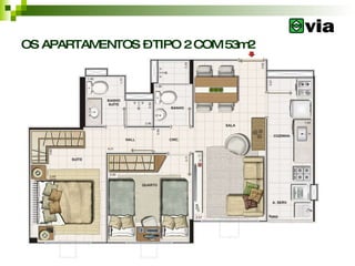 OS APARTAMENTOS – TIPO 2 COM 53m2  