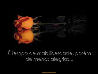 É tempo de mais liberdade, porém de menos alegrias... 