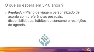 o  Resultado - Plano de viagem personalizado de
acordo com preferências pessoais,
disponibilidades, hábitos de consumo e restrições
de agenda.
 