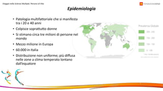 Epidemiologia
• Patologia multifattoriale che si manifesta
tra i 20 e 40 anni
• Colpisce soprattutto donne
• Si stimano ci...