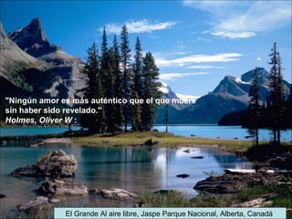 El Grande Al aire libre, Jaspe Parque Nacional, Alberta, Canadá
"Ningún amor es más auténtico que el que muere
sin haber sido revelado."
Holmes, Oliver W :
 