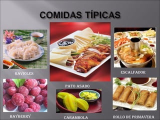 RAVIOLES Bayberry PATO ASADO CARAMBOLA ESCALFADOR ROLLO DE PRIMAVERA 