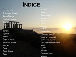 ÍNDICE Mapa del viaje. 