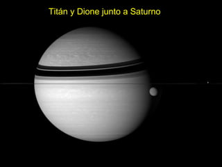 Titán y Dione junto a Saturno 
