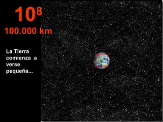 La Tierra comienza  a verse pequeña... 10 8 100.000 km 