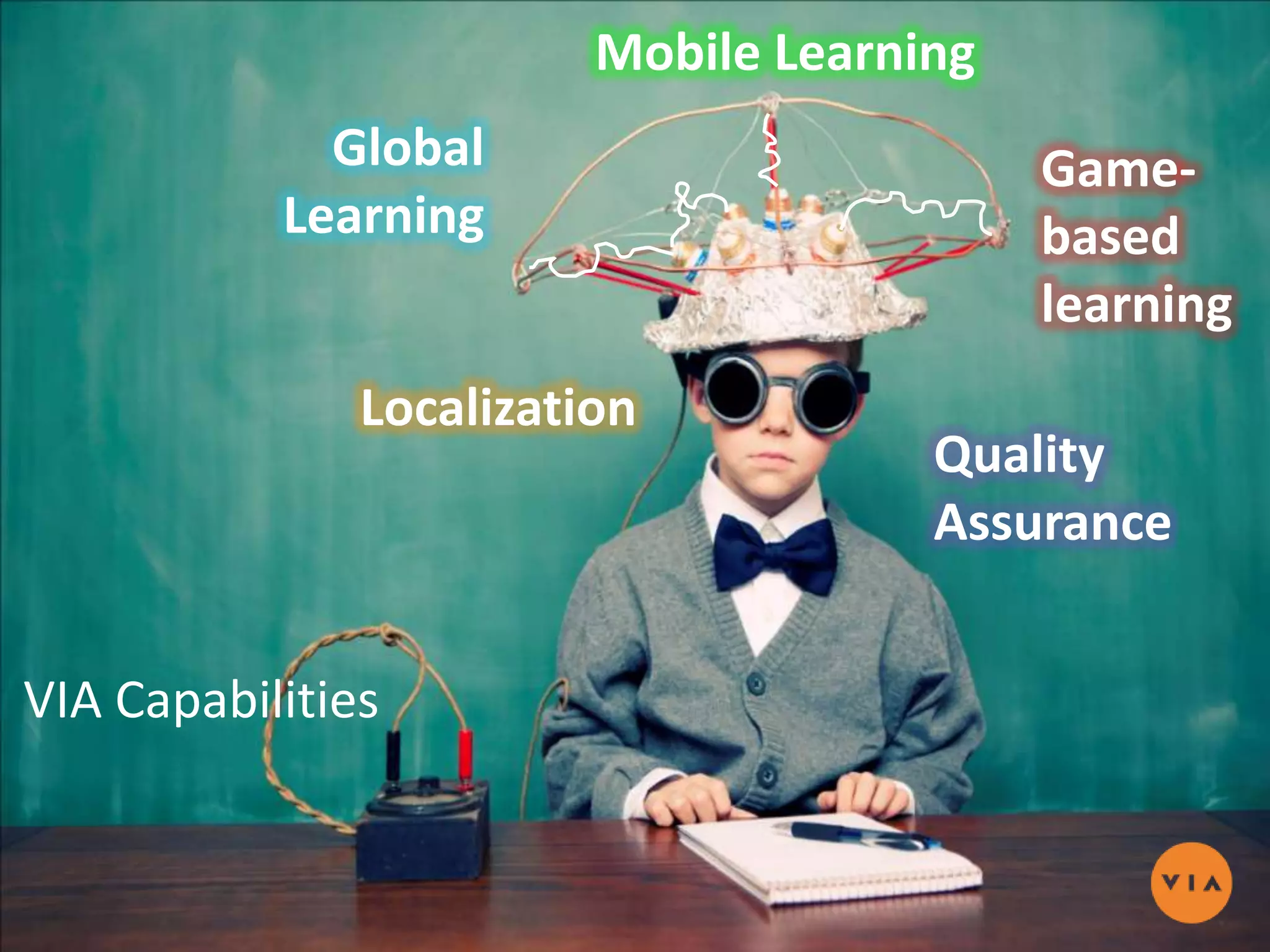 Mobile Learning
                             Global                                       Game-
                           Learning                                       based
                                                                          learning
                                   Localization
                                                                   Quality
                                                                   Assurance


VIA Capabilities


                                                                   800.737.8481
Copyright ©2012 ViaLanguage. All rights reserved.            www.viadelivers.com
 
