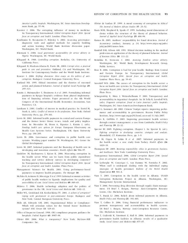 corruption medical field essay Corruption is the abuse or complicity in abuse, of public or private 3 field visits to hospitals and a subdistrict health administration service. corruption medical field essay Corruption is the abuse or complicity in abuse, of public or private 3 field visits to hospitals and a subdistrict health administration service.