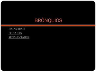 BRÔNQUIOS
PRINCIPAIS
LOBARES
SEGMENTARES
 