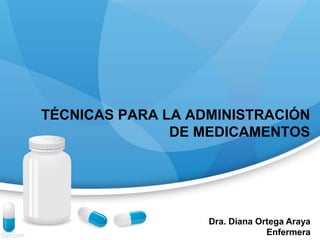 TÉCNICAS PARA LA ADMINISTRACIÓN
DE MEDICAMENTOS
Dra. Diana Ortega Araya
Enfermera
 