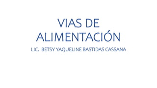 VIAS DE
ALIMENTACIÓN
LIC. BETSY YAQUELINE BASTIDAS CASSANA
 