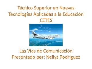 Técnico Superior en Nuevas
Tecnologías Aplicadas a la Educación
               CETES




    Las Vías de Comunicación
 Presentado por: Nellys Rodríguez
 
