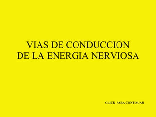 VIAS DE CONDUCCION DE LA ENERGIA NERVIOSA CLICK  PARA CONTINUAR 