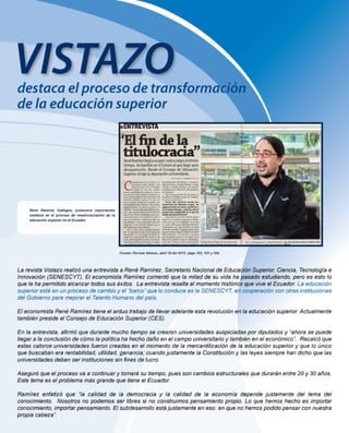 Entrevista en revista Vistazo