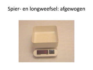 Spier- en longweefsel: afgewogen
 
