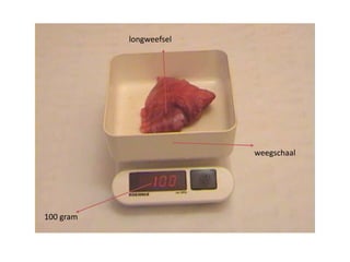 weegschaal
longweefsel
100 gram
 