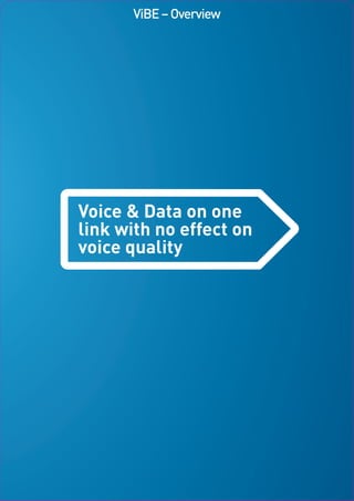 ViBE – Overview




Voice & Data on one
link with no effect on
voice quality
 