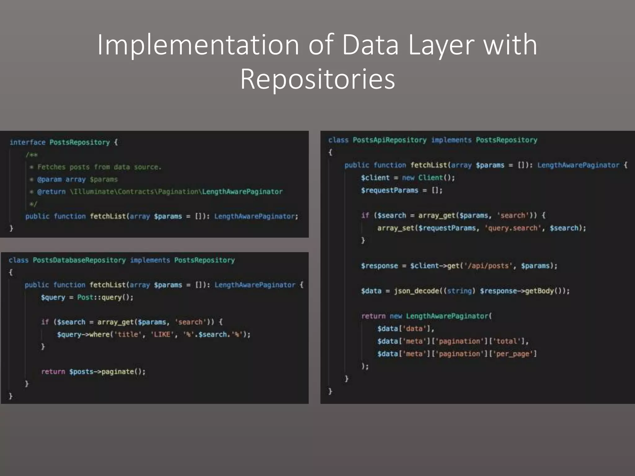 Implementation of Data Layer with Repositories 