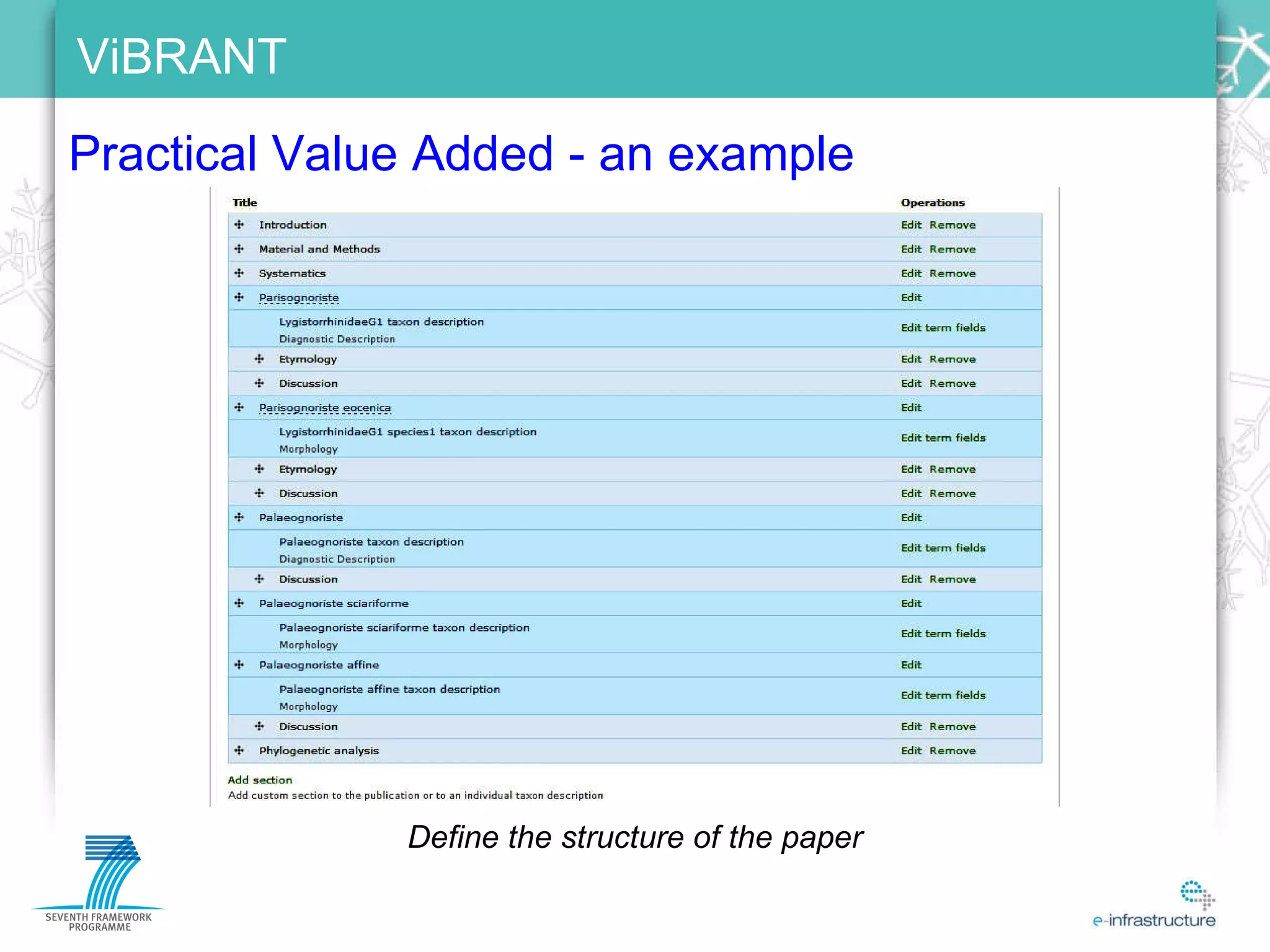 Practical Value Added - an example “ get published through your Scratchpad” Define the structure of the paper 