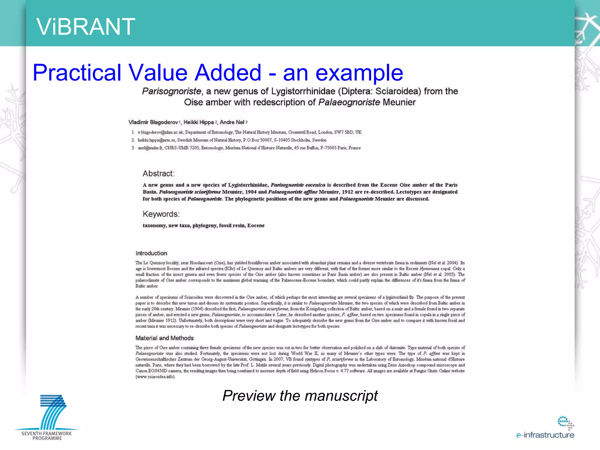 Practical Value Added - an example Preview the manuscript 