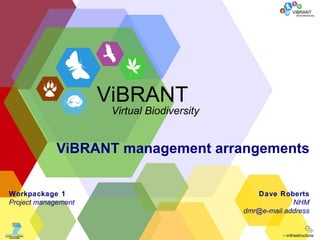 ViBRANT management arrangements Dave Roberts NHM [email_address] Workpackage 1 Project management ViBRANT Virtual Biodiversity 