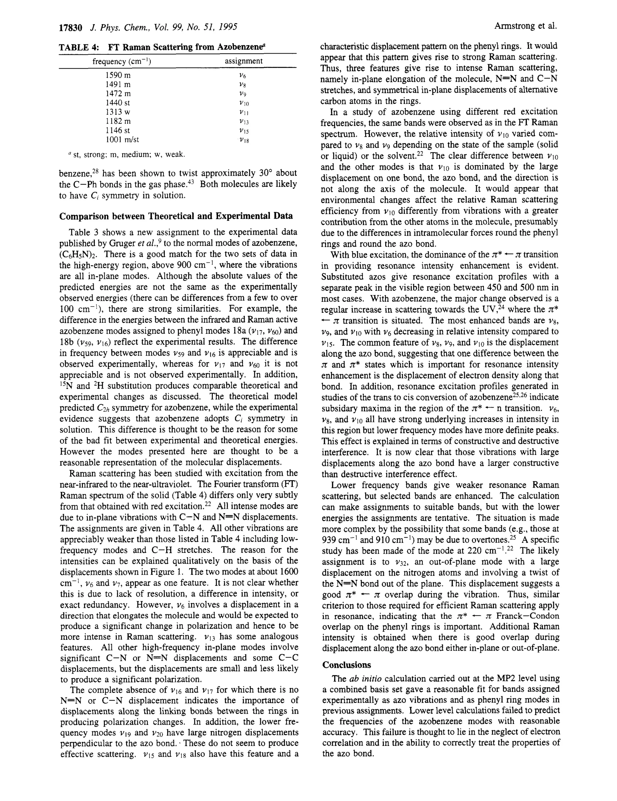 Vibrational analysis of trans azobenzene | PDF