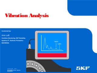 15-07-08 ©SKF
SKF Reliability Systems – Indonesia
Jaka Rusdianto
Slide 2
Vibration Analysis
Conducted by:
Anis Lutfi
Condition Monitoring, SKF Reliability
Systems PT. Skefindo Primatama -
INDONESIA
 