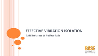 EFFECTIVE VIBRATION ISOLATION
BASE Isolators Vs Rubber Pads
 